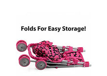 Load image into Gallery viewer, HUSHLILY - Foldable Baby Doll Stroller with Smooth Rolling Wheels with Adjustable Canopy &amp; Basket - Pink &amp; Black Polka Dots
