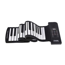 Load image into Gallery viewer, Portable 61-Keys Soft Silicone Roll Up Piano Black and White, Flexible Electronic Digital Display Music Keyboard Piano New, for Children Beginners, Kids, Family Fun
