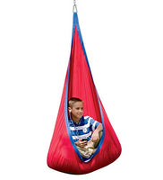 Red Hugglepod Deluxe Hanging Cocoon Chair Hammock Nest with Removable Cushion Cotton Canvas Fabric Machine Washable 175 LBS Max Weight