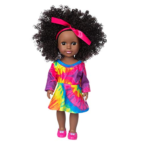 ZQDOLL Black Baby Doll 14.5 inch African Girl Doll and Clothes Set Soft Silicone Doll Best Gift for Kids