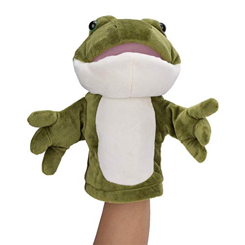 Frog Hand Puppet Toys, Soft Simulated Animals Frog Head Gloves Toy Short Plush Toys Dolls Children Fun Role Play Toy(Frog 30cm/11.8inch)