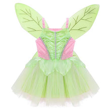 Load image into Gallery viewer, Aislor Kids Girls Halloween Fairy Princess Costumes Mesh Tutu Dress Glittery Wings Set Roleplay Party Tea Green 8-10
