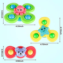 Load image into Gallery viewer, SEPEORUL Suction Cup Spinning Top Toy 3PCs Sensory Toys for Toddlers 1-3 Baby Bath Toys Baby Spinner Toys, Interesting Sucker Gameplay Early Learner Toys for Bath Tub, Dining Table or High Chair
