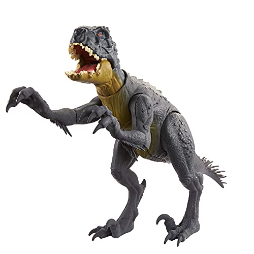 Jurassic World Toys Slash N Battle Scorpios Rex Action & Sound Dinosaur Figure Camp Cretaceous with Movable Joints, Slashing & Tail Whip Motions & Roar Sound, Kids Gift Ages 4 Years & Up , Gray