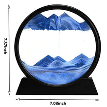 Load image into Gallery viewer, rysnwsu 3D Dynamic Sand Art Liquid Motion, Moving Sand Art Picture Round Glass 3D Deep Sea Sandscape in Motion Display Flowing Sand Frame Relaxing Desktop Home Office Work Decor (Black, 7&#39;&#39;)
