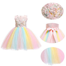 Load image into Gallery viewer, NEWEPIE Girls Unicorn Outfits Princess Birthday Dress Kids Party Halloween Costume Pageant Christmas Tulle Dress w/Headband Rainbow 2-3T
