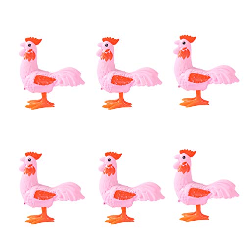 PRETYZOOM 6pcs Wind Up Chicken Toys Easter Clockwork Toys Jumping Walking Plastic Chicks for Festival Decoration Children Birthday Party (Random Color)