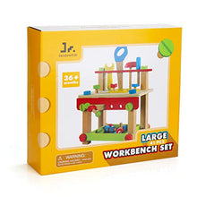 Load image into Gallery viewer, SainSmart Jr. Wooden Tool Workbench Toddler Bench Workshop Set, Pretend Carpenters Play with Toolbox Activity Table, Building Construction Toy for 1 2 3 Years Old Kids

