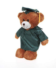 Load image into Gallery viewer, Plushland Brown Bear Plush Stuffed Animal Toys Present Gifts for Graduation Day, Personalized Text, Name or Your School Logo on Gown, Best for Any Grad School Kids 12 Inches(Forest Green Cap and Gown)
