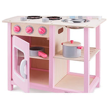 Load image into Gallery viewer, New Classic Toys Pink Wooden Pretend Play Toy Kitchen for Kids with Role Play Bon Appetit Included Accesoires
