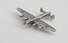 Load image into Gallery viewer, Solid Pewter Avro Lancaster Bomber Plane Pin Badge

