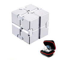 FUFUYOU Infinity Cube Fidget Toys Aluminum Metal Stress Relief and Anti Anxiety Finger Flip Cubes Toys for Kids and Adults Idear Gadgets for Men with Exquisite Packaging, Ultra Durable