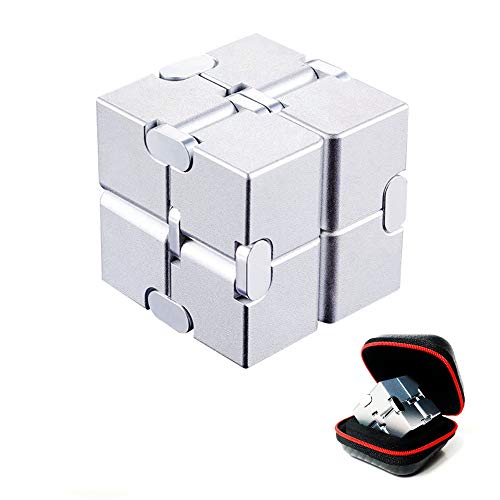 FUFUYOU Infinity Cube Fidget Toys Aluminum Metal Stress Relief and Anti Anxiety Finger Flip Cubes Toys for Kids and Adults Idear Gadgets for Men with Exquisite Packaging, Ultra Durable