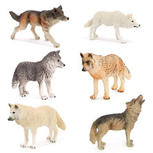 Load image into Gallery viewer, Wolf Figure Toy Forest Animal Wolf Figure, Realistic Arctic Wolf Animal Set Toy, Birthday Gift Party Cake Decorating Supplies, 6 Pack Wolf Figures
