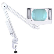 Load image into Gallery viewer, 5x Magnifiying Glass Desk Swinging Arm Lamp with Clamp mount

