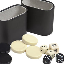 Load image into Gallery viewer, Backgammon Checkers, Dice &amp; Two Dice Cups-Black/Ivory 1 9/16&quot;.
