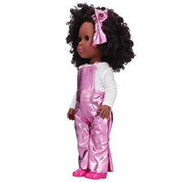 LZKW Black Girl Doll, Play Together Baby Doll Toy, Reborn Baby Doll, 14in Cute Safe Boys for Children Girls Kids(Q14-50 Bright Pink Strap)