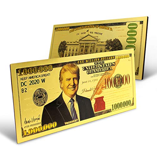 One Million Dollar Bill Magnet Donald Trump 2020 Re Election Presidential Limited Edition Novelty Gold Dollar Bill (Single)