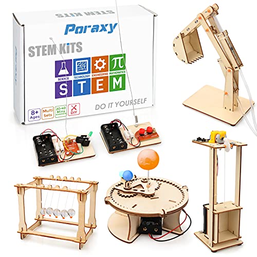 5 Set STEM Kits, Wooden Building Kits, Assembly 3D Puzzles, Science Experiment STEM Projects for Kids Ages 8-12, DIY Educational Model Kit Toys, Gifts for Boys and Girls Age 8 9 10 11 12 Years Old