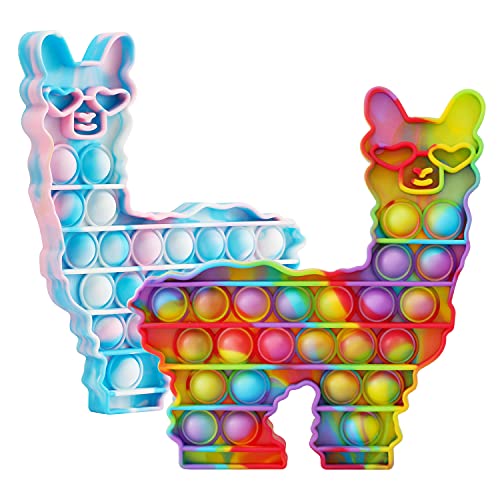 Hoofun Silicone Llama POP Sensory Fidget Bubble Toy, Alpaca Sensory Toys for Exercising Children's Attention & Reaction Speed-2 Pack