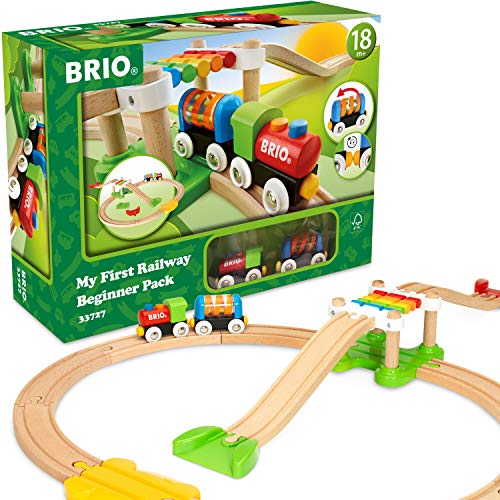 Brio My First Railway - 33727 Beginner Pack | Wooden Toy Train Set for Kids Age 18 Months and Up