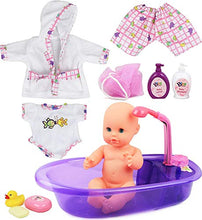 Load image into Gallery viewer, Liberty Imports Little Newborn Baby 13-Inch Bathtime Doll Bath Set - Real Working Bathtub with Detachable Shower Spray and Accessories for Kids Pretend Play
