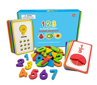 Curious Columbus Toddler Flash Cards - Jumbo Number Flash Cards and Magnetic Numbers - Math Learning Games Number Card Set with Fraction Flash Cards - Pre K Homeschool Preschool Learning Activities