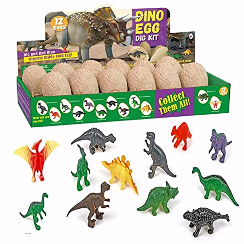 HSTD Dinosaur Toys ?Dozen Dino Eggs Dig Kit ? Easter Egg Toys for Kids ?12 Unique Large Surprise Dinosaur Filled Eggs. Archaeology Science Crafts Gifts for Boys & Girls