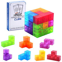 Load image into Gallery viewer, WorWoder Kids Magnetic Building Blocks Magic Magnetic 3D Puzzle Cubes, Set of 7 Multi Shapes Magnetic Blocks with 54 Guide Cards, Intelligence Developing and Stress Relief Fidget Toys for Kids Adults
