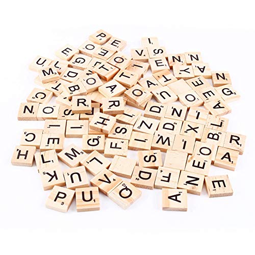 Zerodis Wood Scrabble Letters, Wooden Scrabble Crossword Game for DIY Craft Gift Decoration Scrapbooking and Making Alphabet Coaster