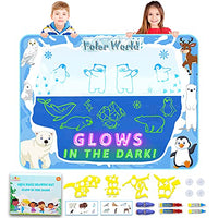 TOP 4 you Water Doodle Mat, Glowing Magic Kids Aqua Drawing Mat, Coloring Painting Snow Theme Mess Free Doodle Board Set, Educational Gift Toys for Girls Boys Toddlers Age 3 - 12 Years