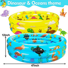 Load image into Gallery viewer, 2 Packs Toddler Pools 47&quot; Inflatable Baby Pool Dinosaur Sea Pool for Kids 3 Ring for Outside Kiddie Swimming Pool for Backyard Boys Girl Play Water Summer Toys Indoor Outdoor Age 3 4 5 Years Old
