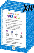 Load image into Gallery viewer, Wood Dreidel 100 Bulk Solid Blue &amp; White Wooden Hanukkah Dreidels Hand Painted with English Transliteration- Includes x10 Game Instruction Cards! (100-Pack)
