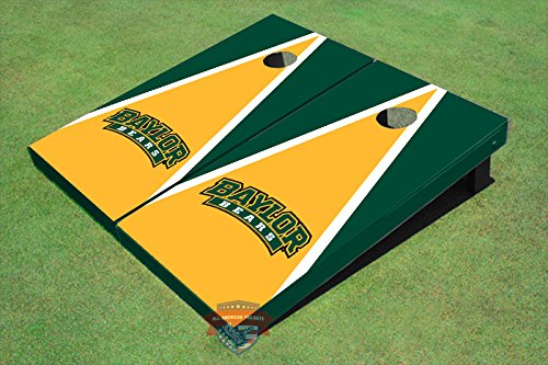 Baylor University Arch Yellow and Hunter Green Matching Triangle Cornhole Boards