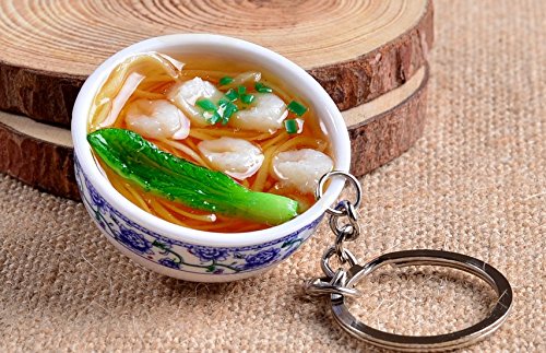 Lingduan Artificial Lifelike PVC Flower Bowl Noodles Cellphone Bag Strap Pendant Key Chain Boys Girls Toy Gift Simulation of Chinese Food (3)