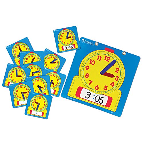 Learning Resources Write & Wipe Clocks Classroom Set, Laminated Dry-Erase, Teaching Aids, Set of 25, Ages 6+