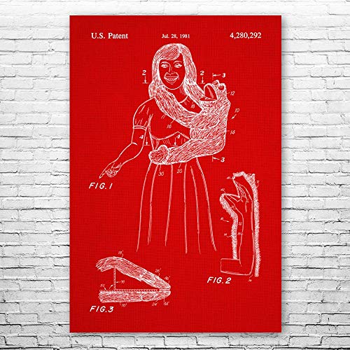 Patent Earth Monkey Hand Puppet Poster Print, Toy Store Art, Puppet Decor, Ventriloquist Gift, Puppet Wall Art, Puppet Design Red Fabric (13 inch x 19 inch)