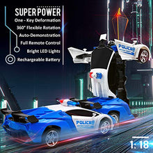 Load image into Gallery viewer, Zahooy Police RC Car Robot for Kids,Remote Control Transforming Robot Car Toy,One Key Deformation Robot Car,One-Button Auto Demo&amp;360 Rotate Speed Drifting &amp;Rechargable for Boys Girls Adult Gifts

