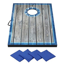 Load image into Gallery viewer, Hathaway LED Cornhole Set with Rustic Target Boards &amp; 8 Bean Toss Bags, Lighted Target Areas, Carry Handles for Portability  Blue/White
