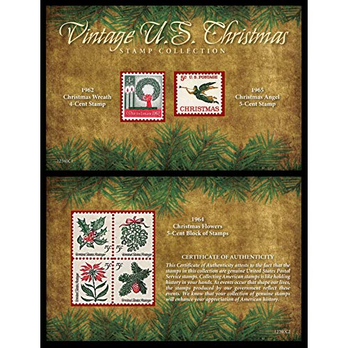 American Coin Treasures Vintage Christmas Stamps Holiday Decor | Genuine United States Postage Stamps Over 50 Years Old Mint State Condition | Stocking Stuffer Gifts