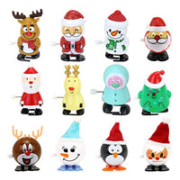 KESYOO 12 Pcs Christmas Wind Up Toys Santa Claus Snowman Elk Clockwork Toy Walking Toys Xmas Stocking Stuffer Gift for Kids Party Favor Goody Bag Filler (Red Green)