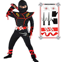 SATKULL Ninja Costume Boy Halloween Kids Costume Boy Ninja Muscle Costume With Ninja Foam Accessories Best Children Gift