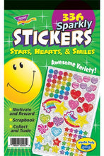 Load image into Gallery viewer, 15 Pack TREND ENTERPRISES INC. STICKER PAD SPARKLY STARS HEARTS &amp;
