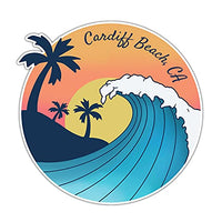 Cardiff Beach California Souvenir 4-Inch Vinyl Decal Sticker Wave Design