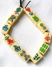 Load image into Gallery viewer, Rare Scrimshawed Mahjong 12 Tiles Waterbuffalo Bone Bead Set 104841C for Jewelry Making
