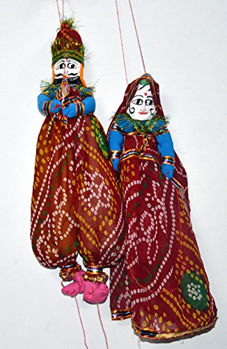 Ethnic Designer Colored Indian Handicrafts Rajasthani Puppet Pair