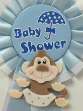 Load image into Gallery viewer, Baby Shower Baby Boy Monkey Badge Jungle Safari Theme Corsage Mom to Be
