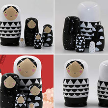 Load image into Gallery viewer, NUOBESTY Russian Nesting Doll Set, Black and White Russian Doll Decoration Ornaments Kids Educational Toys 5Pcs
