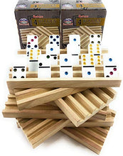 Load image into Gallery viewer, Matty&#39;s Toy Stop Deluxe Solid Wood Domino Trays (4 Count) Game Bundle - 2 Pack (8 Trays Total)
