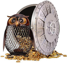 Load image into Gallery viewer, TSUSF Owl Shaped Piggy Bank Metal Coin Money Saving Box Jar Coins Storage Box Home Decoration Figurines Craft for Kids
